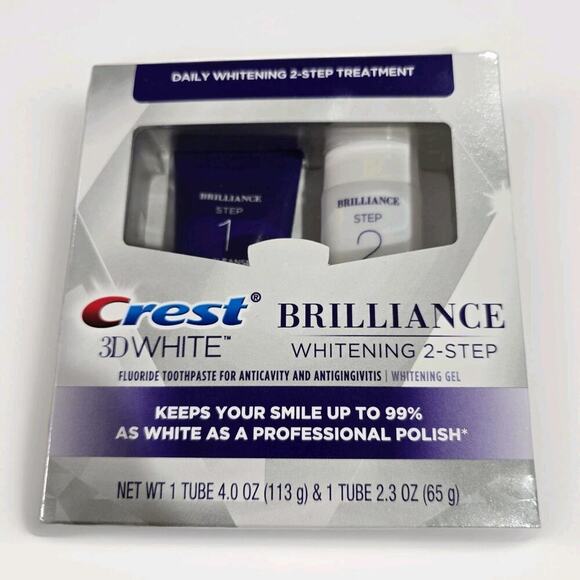 Crest 3D White Brilliance 2 Step Kit, Deep Clean Toothpaste 4oz White Exp 02/26 - Picture 1 of 4